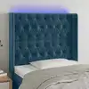 Image de Tête De Lit À Led Bleu Foncé 103x16x118/128 Cm Velours Vidaxl