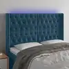 Image de Tête De Lit À Led Bleu Foncé 163x16x118/128 Cm Velours Vidaxl