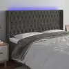 Image de Tête De Lit À Led Gris Foncé 183x16x118/128 Cm Velours Vidaxl