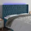 Image de Tête De Lit À Led Bleu Foncé 183x16x118/128 Cm Velours Vidaxl