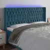 Image de Tête De Lit À Led Bleu Foncé 203x16x118/128 Cm Velours Vidaxl