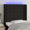 Image de Tête De Lit À Led Noir 103x16x118/128 Cm Tissu Vidaxl