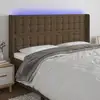 Image de Tête De Lit À Led Marron Foncé 163x16x118/128 Cm Tissu Vidaxl