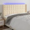 Image de Tête De Lit À Led Crème 183x16x118/128 Cm Tissu Vidaxl