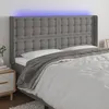 Image de Tête De Lit À Led Gris Foncé 203x16x118/128 Cm Tissu Vidaxl