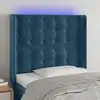 Image de Tête De Lit À Led Bleu Foncé 83x16x118/128 Cm Velours Vidaxl