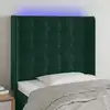 Image de Tête De Lit À Led Vert Foncé 93x16x118/128 Cm Velours Vidaxl