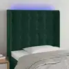 Image de Tête De Lit À Led Vert Foncé 103x16x118/128 Cm Velours Vidaxl