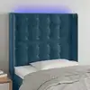 Image de Tête De Lit À Led Bleu Foncé 103x16x118/128 Cm Velours Vidaxl