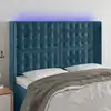Image de Tête De Lit À Led Bleu Foncé 147x16x118/128 Cm Velours Vidaxl