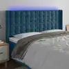 Image de Tête De Lit À Led Bleu Foncé 183x16x118/128 Cm Velours Vidaxl