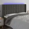 Image de Tête De Lit À Led Gris Foncé 203x16x118/128 Cm Velours Vidaxl