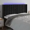Image de Tête De Lit À Led Noir 203x16x118/128 Cm Velours Vidaxl