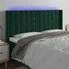Image de Tête De Lit À Led Vert Foncé 203x16x118/128 Cm Velours Vidaxl