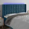Image de Tête De Lit À Led Bleu Foncé 203x16x118/128 Cm Velours Vidaxl