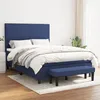 Image de Sommier À Lattes De Lit Avec Matelas Bleu 140x190 Cm Tissu Vidaxl