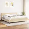 Image de Sommier À Lattes De Lit Avec Matelas Crème 200x200 Cm Tissu Vidaxl