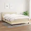 Image de Sommier À Lattes De Lit Avec Matelas Crème 140x200 Cm Tissu Vidaxl