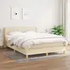 Image de Sommier À Lattes De Lit Avec Matelas Crème 140x190 Cm Tissu Vidaxl