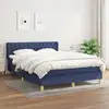 Image de Sommier À Lattes De Lit Avec Matelas Bleu 140x200 Cm Tissu Vidaxl