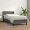 Image de Sommier À Lattes De Lit Avec Matelas Gris 90x200 Cm Similicuir Vidaxl