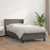 Image de Sommier À Lattes De Lit Avec Matelas Gris 80x200 Cm Similicuir Vidaxl