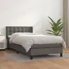 Image de Sommier À Lattes De Lit Avec Matelas Gris 100x200 Cm Similicuir Vidaxl