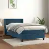 Image de Sommier À Lattes De Lit Avec Matelas Bleu Foncé 90x200 Cm Vidaxl