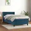Image de Sommier À Lattes De Lit Avec Matelas Bleu Foncé 90x190 Cm Vidaxl