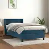 Image de Sommier À Lattes De Lit Avec Matelas Bleu Foncé 90x200 Cm Vidaxl