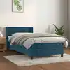 Image de Sommier À Lattes De Lit Et Matelas Bleu Foncé 80x200 Cm Velours Vidaxl