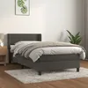 Image de Sommier À Lattes De Lit Et Matelas Gris Foncé 90x190 Cm Velours Vidaxl