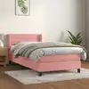 Image de Sommier À Lattes De Lit Avec Matelas Rose 90x190 Cm Velours Vidaxl