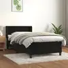 Image de Sommier À Lattes De Lit Et Matelas Noir 80x200 Cm Velours Vidaxl