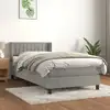 Image de Sommier À Lattes De Lit Et Matelas Gris Clair 90x200 Cm Velours Vidaxl