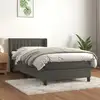 Image de Sommier À Lattes De Lit Et Matelas Gris Foncé 90x200 Cm Velours Vidaxl