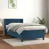 Image de Sommier À Lattes De Lit Avec Matelas Bleu Foncé 90x200 Cm Vidaxl
