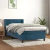 Image de Sommier À Lattes De Lit Avec Matelas Bleu Foncé 100x200 Cm Vidaxl