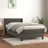 Image de Sommier À Lattes De Lit Et Matelas Gris Foncé 80x200 Cm Velours Vidaxl