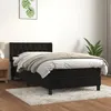 Image de Sommier À Lattes De Lit Avec Matelas Noir 90x200 Cm Velours Vidaxl