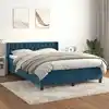 Image de Sommier À Lattes De Lit Et Matelas Bleu Foncé 140x190cm Velours Vidaxl