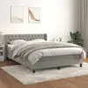 Image de Sommier À Lattes De Lit Et Matelas Gris Clair 140x200cm Velours Vidaxl