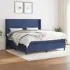 Image de Sommier À Lattes De Lit Avec Matelas Bleu 180x200 Cm Tissu Vidaxl