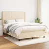 Image de Sommier À Lattes De Lit Avec Matelas Crème 140x190 Cm Tissu Vidaxl