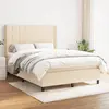 Image de Sommier À Lattes De Lit Avec Matelas Crème 140x200 Cm Tissu Vidaxl