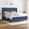 Image de Sommier À Lattes De Lit Avec Matelas Bleu 180x200 Cm Tissu Vidaxl