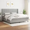 Image de Sommier À Lattes De Lit Avec Matelas Gris Clair 200x200cm Tissu Vidaxl