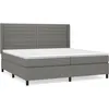 Image de Sommier À Lattes De Lit Avec Matelas Gris Foncé 200x200cm Tissu Vidaxl