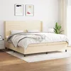 Image de Sommier À Lattes De Lit Avec Matelas Crème 200x200 Cm Tissu Vidaxl