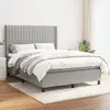 Image de Sommier À Lattes De Lit Avec Matelas Gris Clair 140x200cm Tissu Vidaxl
